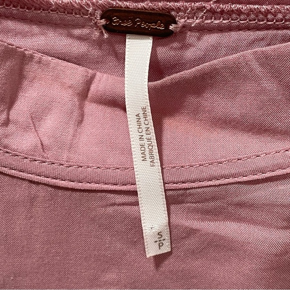 Free People Women's Small Dusty Rose Embroidered Crochet Waffle Knit Blouse Top - Picture 12 of 16